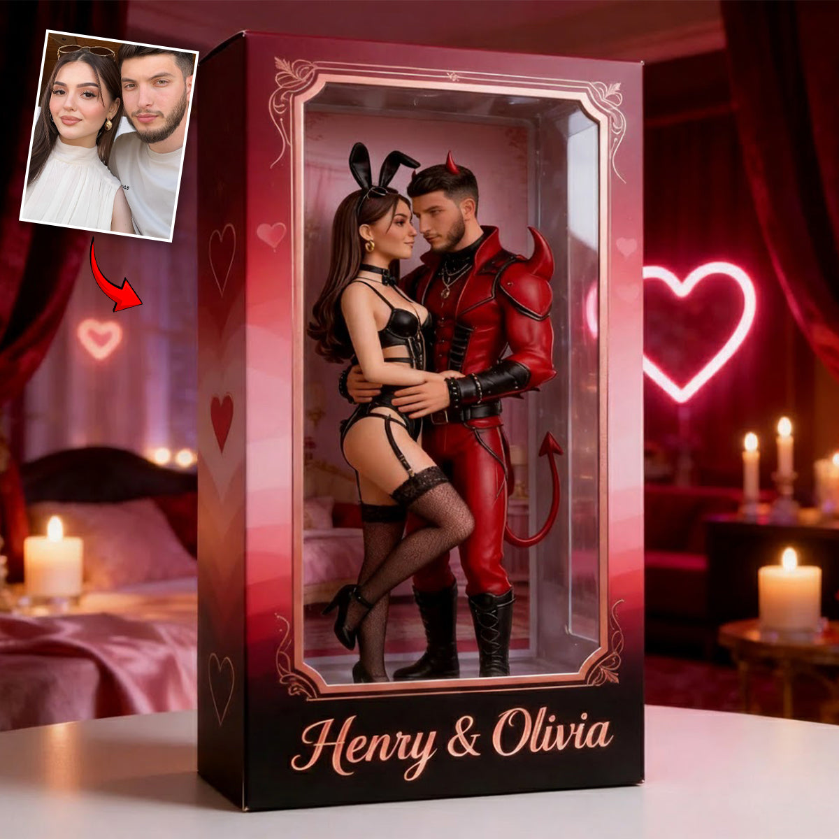 Any Photo Couple Love Costume - Personalized Spicy Couple Custom Shaped Acrylic Plaque