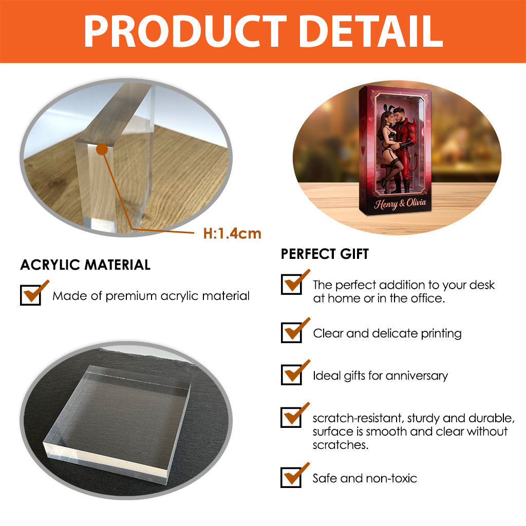 Any Photo Couple Love Costume - Personalized Spicy Couple Custom Shaped Acrylic Plaque