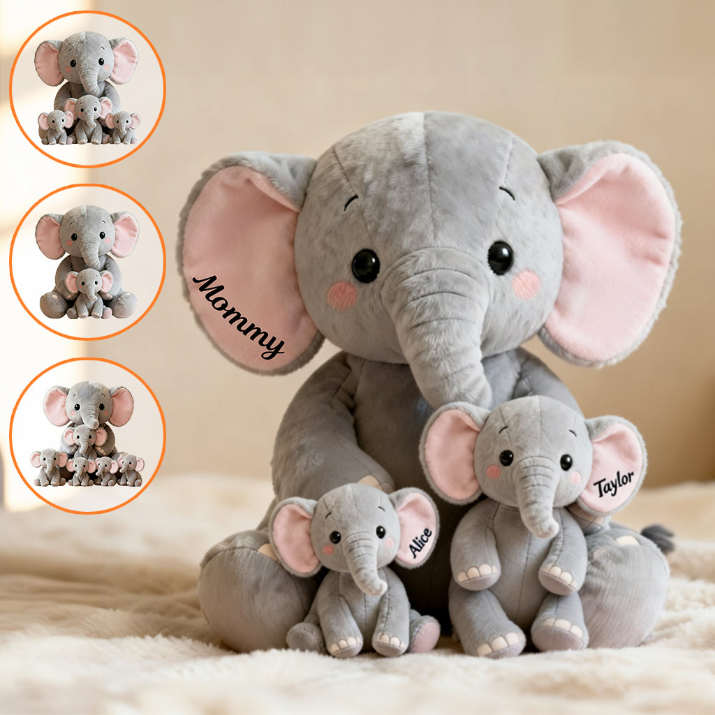 Mom/Grandma Elephant With Little Kids/Grandkids - Personalized Grandma Premium Faux Fur Pillow