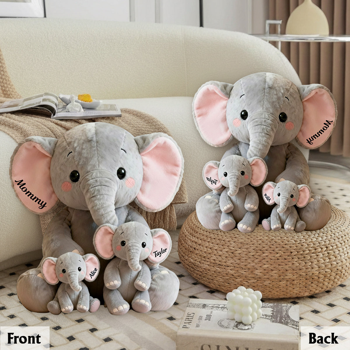Mom/Grandma Elephant With Little Kids/Grandkids - Personalized Grandma Premium Faux Fur Pillow