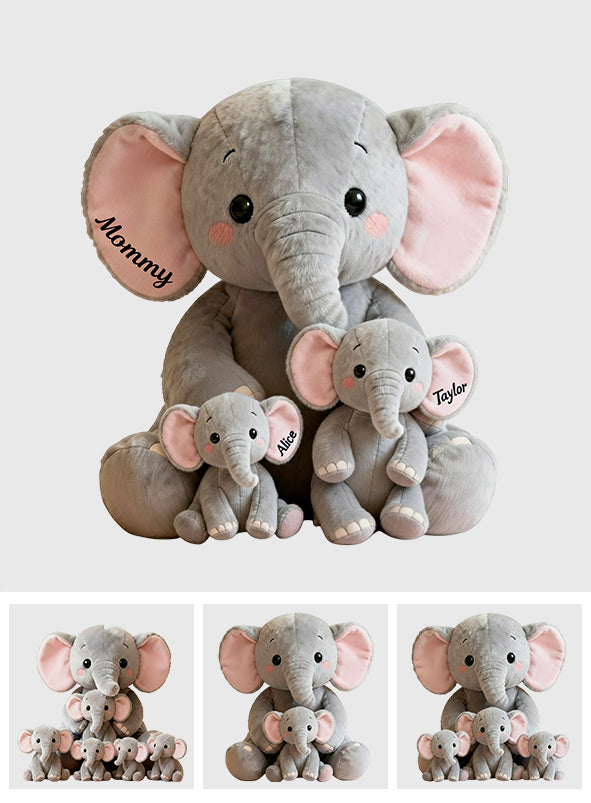 Mom/Grandma Elephant With Little Kids/Grandkids - Personalized Grandma Premium Faux Fur Pillow