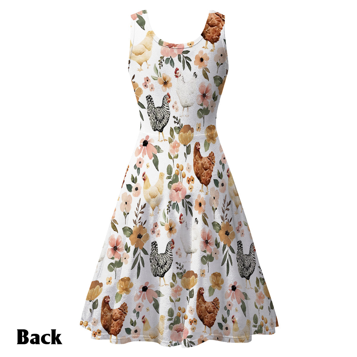 Floral Chicken - Personalized Chicken Sleeveless Dress