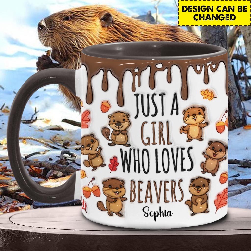 Just A Girl Who Loves Beavers - Personalized Accent Mug