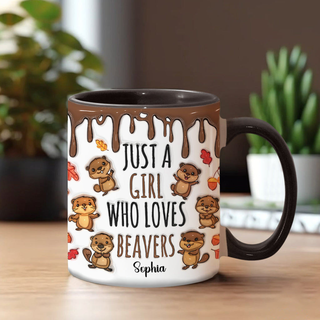 Just A Girl Who Loves Beavers - Personalized Accent Mug