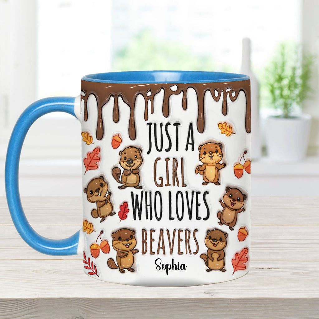 Just A Girl Who Loves Beavers - Personalized Accent Mug