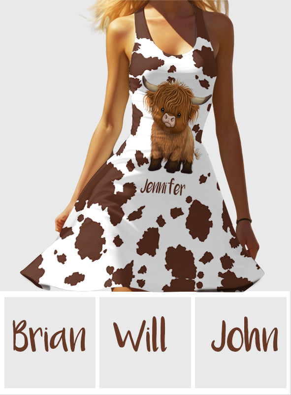 Just A Girl Who Loves Highland Cows - Personalized Highland Cow Sleeveless Dress