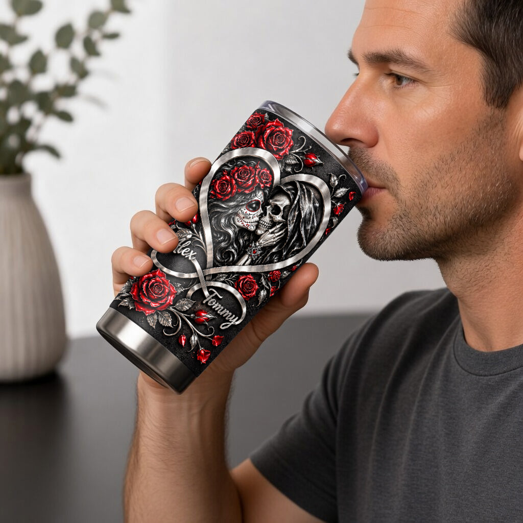 Love You Infinite - Personalized Skull Tumbler