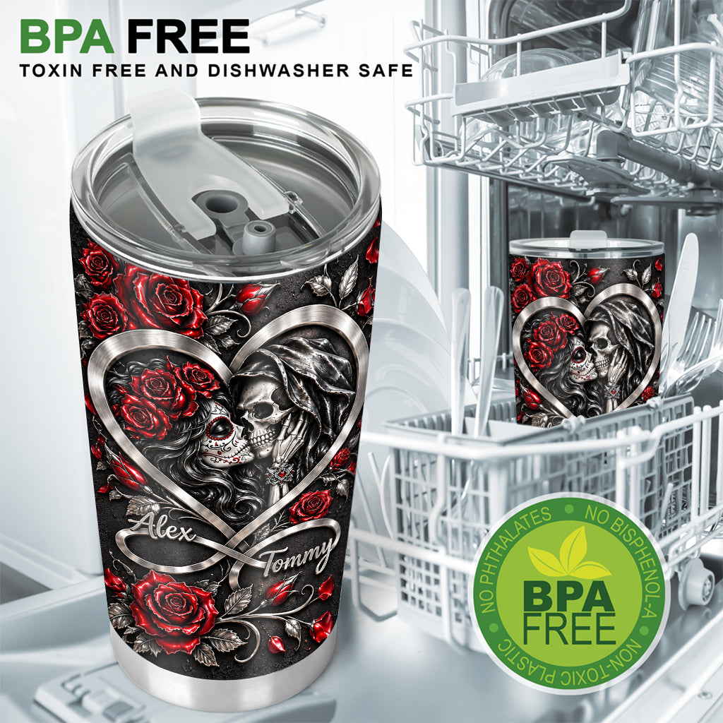 Love You Infinite - Personalized Skull Tumbler