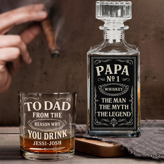 Gift For Alcohol Lover, Father's Day Gift - Personalized Father Whiskey Decanter Set