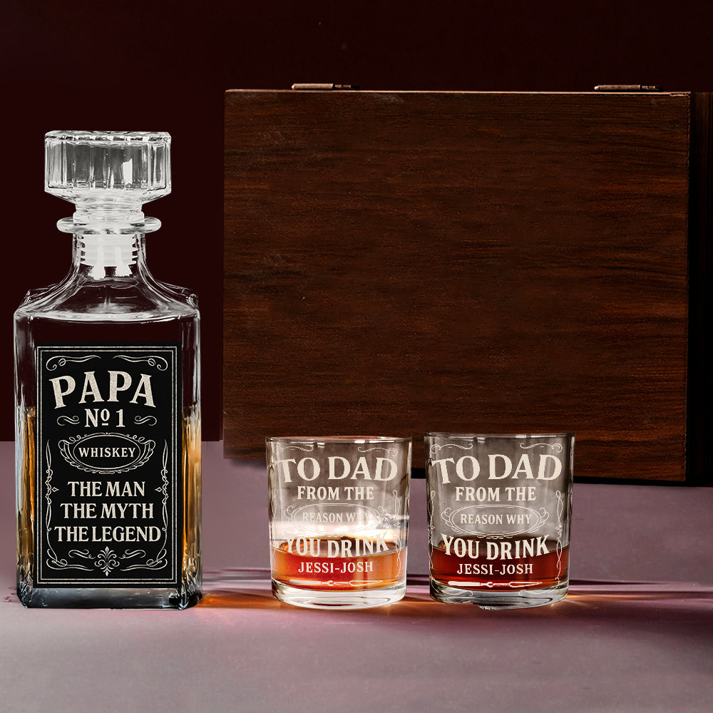 Gift For Alcohol Lover, Father's Day Gift - Personalized Father Whiskey Decanter Set