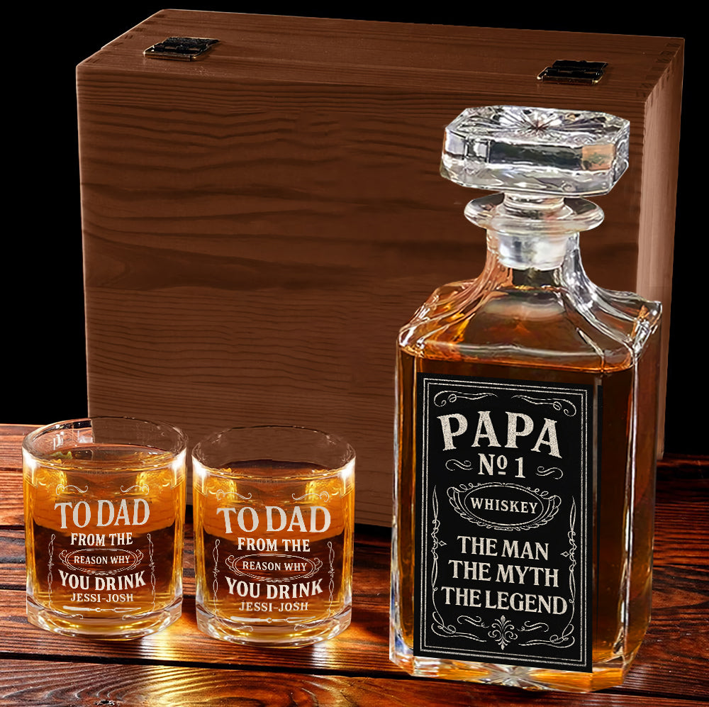 Gift For Alcohol Lover, Father's Day Gift - Personalized Father Whiskey Decanter Set