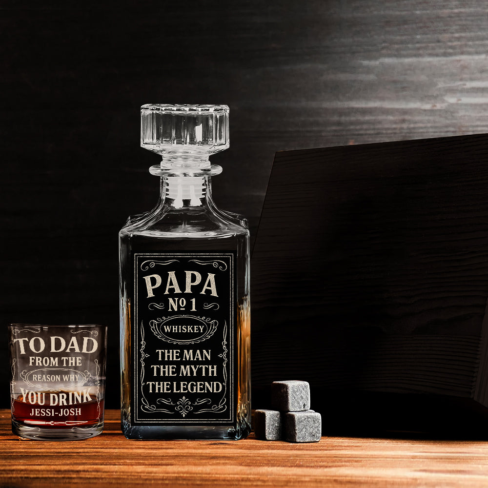 Gift For Alcohol Lover, Father's Day Gift - Personalized Father Whiskey Decanter Set