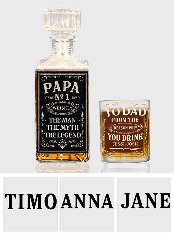 Gift For Alcohol Lover, Father's Day Gift - Personalized Father Whiskey Decanter Set