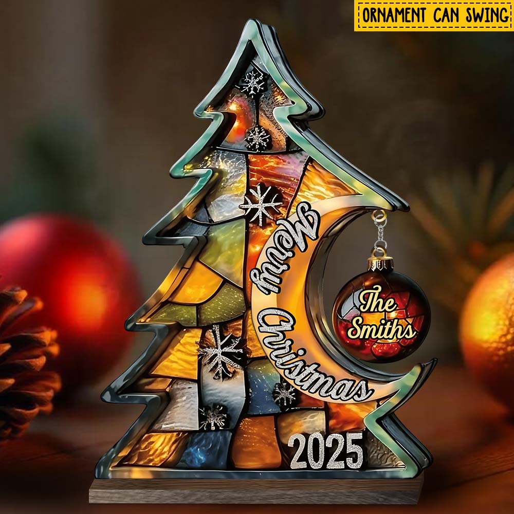 Merry Christmas - Personalized Family Plaque With Charm