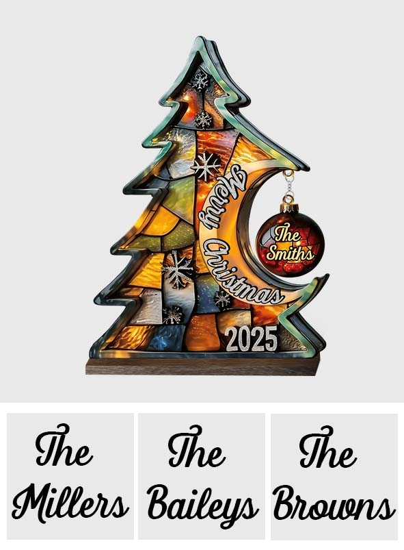 Merry Christmas - Personalized Family Plaque With Charm