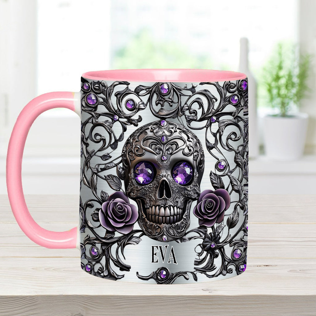 Beautiful Skull And Roses - Personalized Skull Accent Mug
