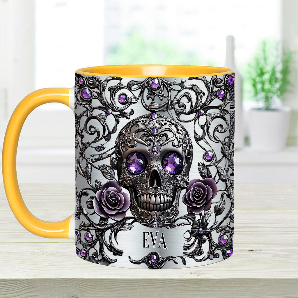 Beautiful Skull And Roses - Personalized Skull Accent Mug