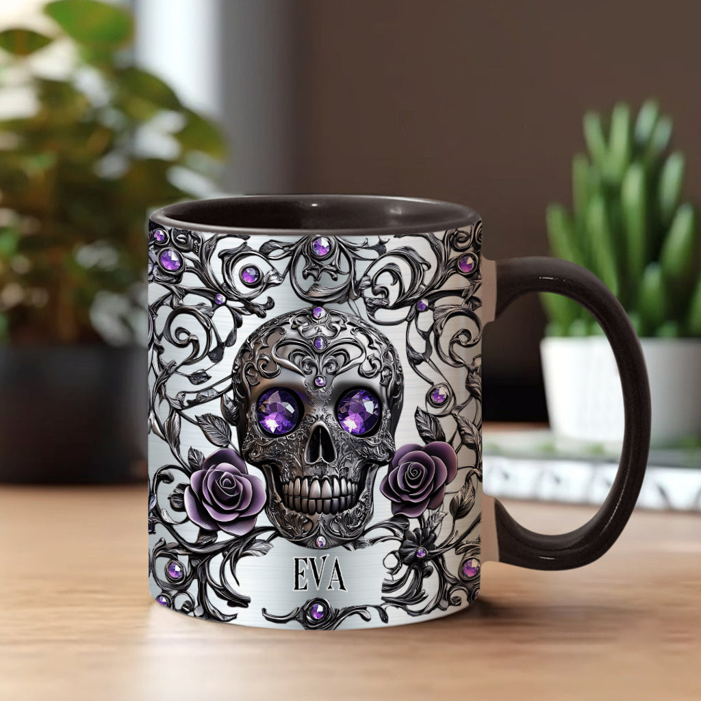 Beautiful Skull And Roses - Personalized Skull Accent Mug