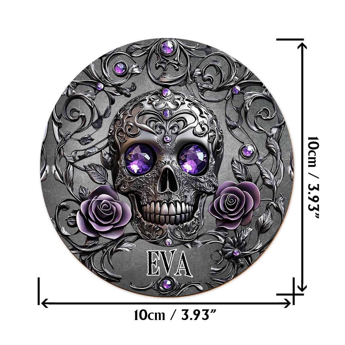 Beautiful Skull And Roses - Personalized Skull Whiskey Glass