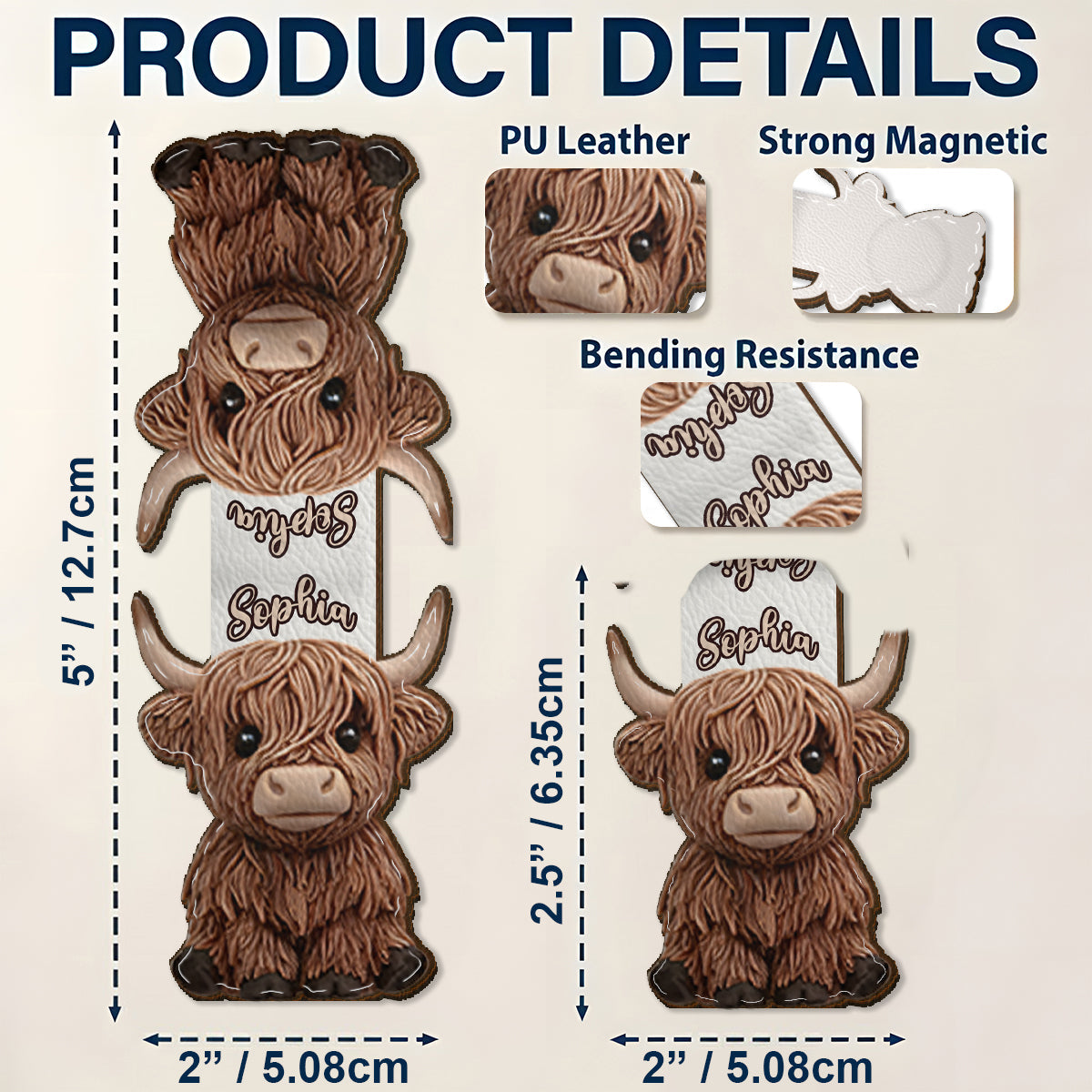 Lovely Highland Cow - Personalized Highland Cow Shaped Magnetic Bookmark