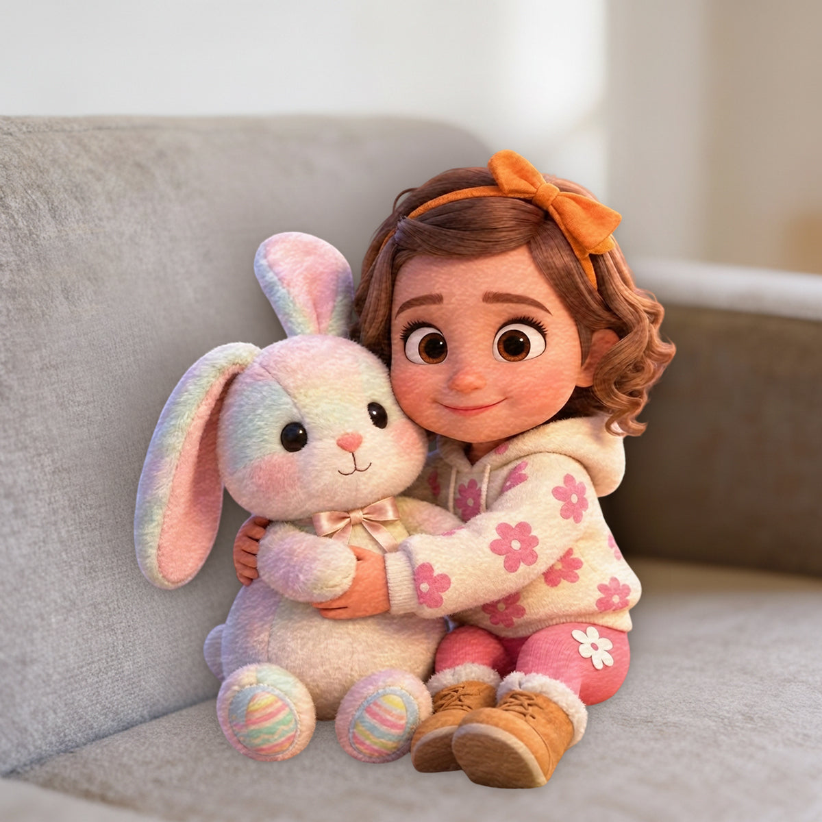 Custom Any Photo Best Easter Gift - Personalized Kid Premium Faux Fur Pillow