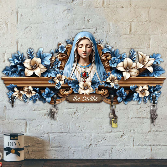 You're Forever Protected By Mary - Personalized Christian Custom Shaped Key Rack