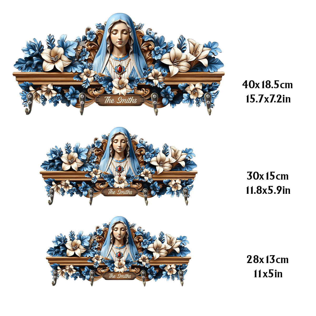 You're Forever Protected By Mary - Personalized Christian Custom Shaped Key Rack