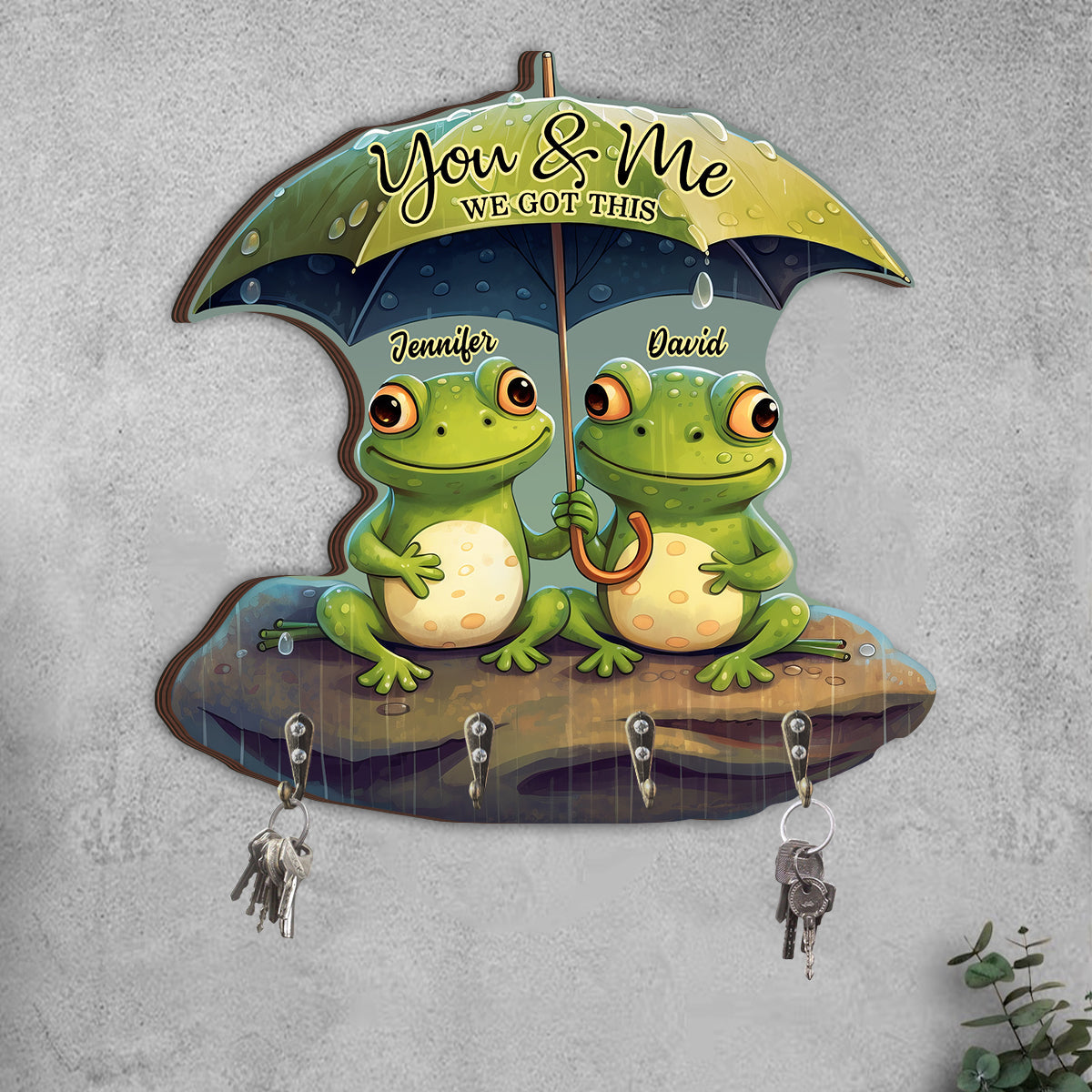 Couple Frog You And Me - Personalized Frog Custom Shaped Key Rack