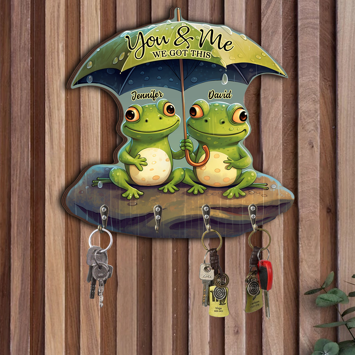 Couple Frog You And Me - Personalized Frog Custom Shaped Key Rack