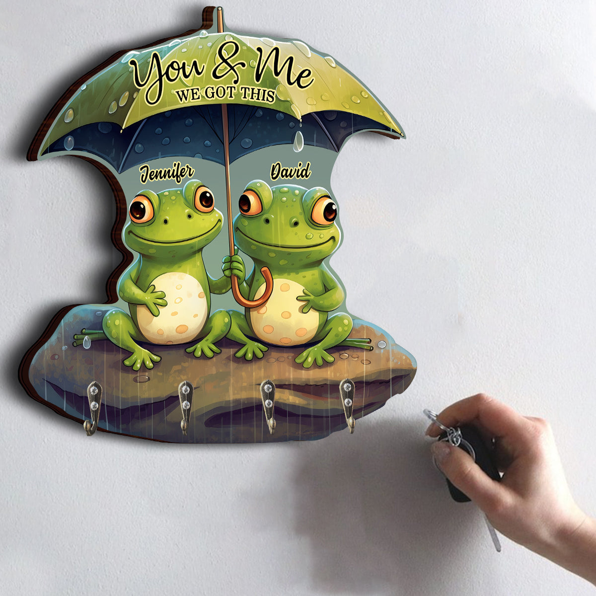 Couple Frog You And Me - Personalized Frog Custom Shaped Key Rack