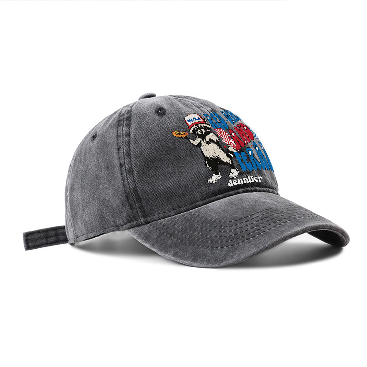 Red White And Feral - Personalized Independence Day/ 4th of July Washed Denim Cap