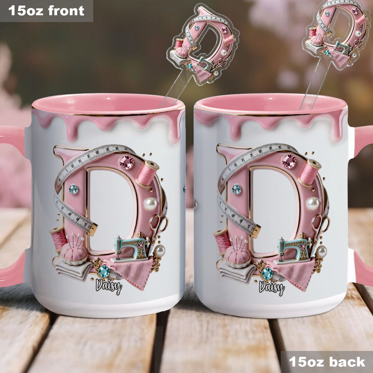Love Sewing - Personalized Sewing Set Accent Mug with Acrylic Stirrers