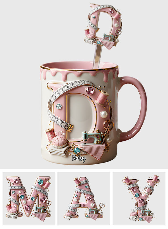 Love Sewing - Personalized Sewing Set Accent Mug with Acrylic Stirrers