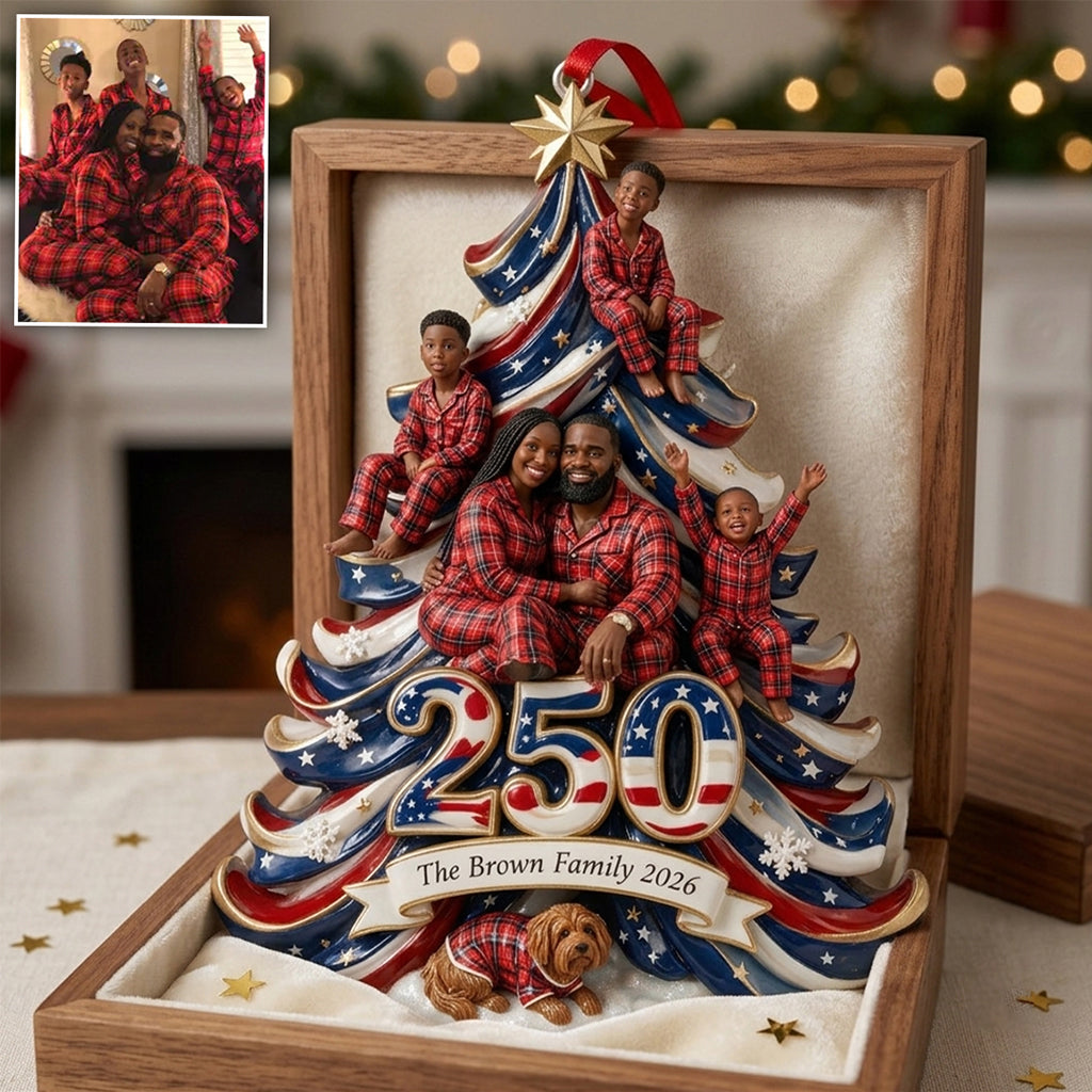 The 250th Christmas Of USA - Personalized Patriot Premium 3D Ornament