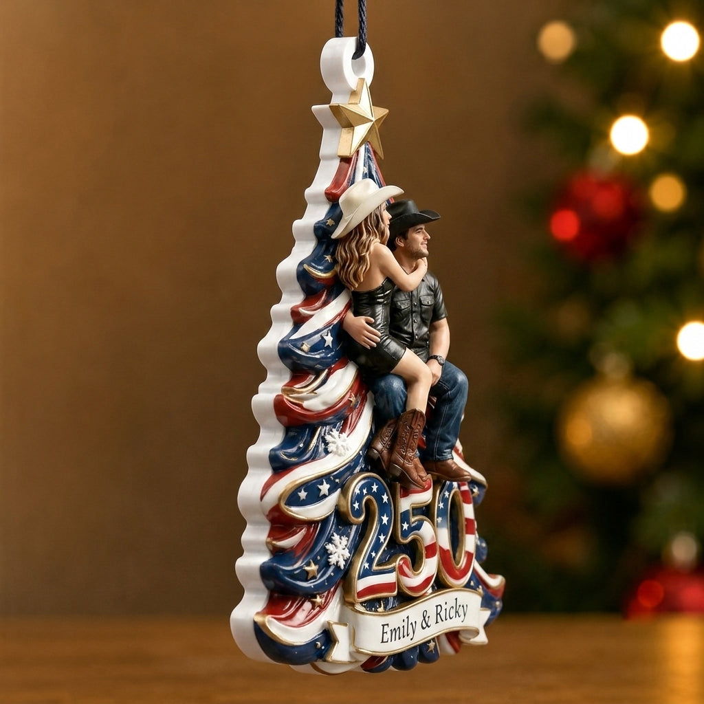 The 250th Christmas Of USA - Personalized Patriot Premium 3D Ornament