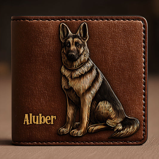 Love My Dog - Personalized German Shepherd Dog Leather Wallet