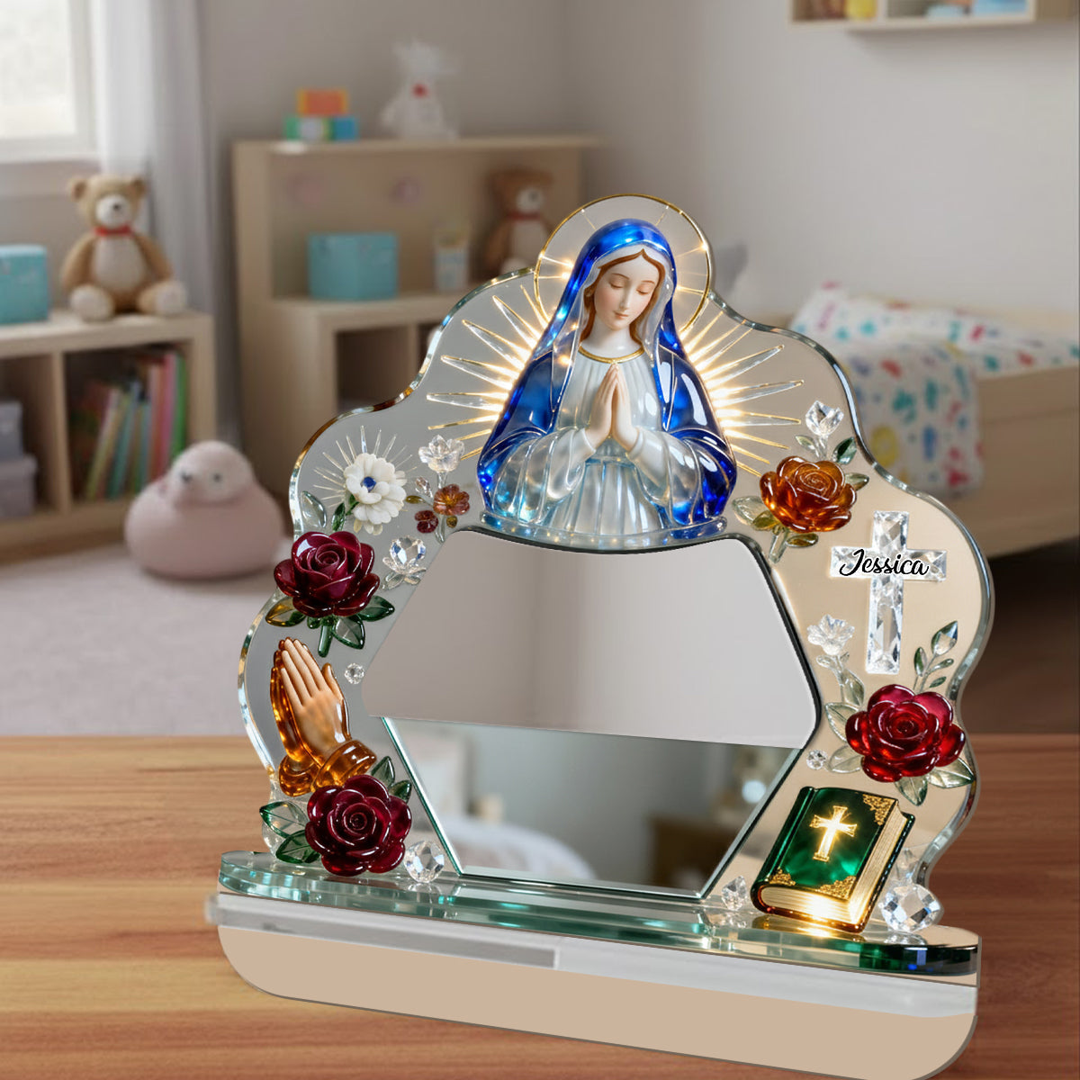 Sacred Heart - Personalized Christian Desk Mirror