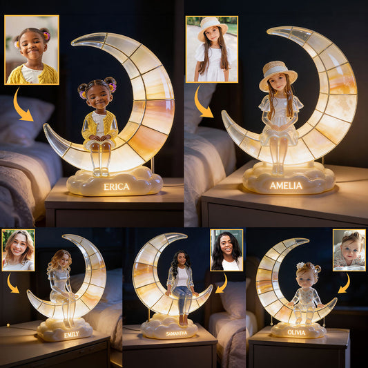 Crescent Moon Lamp - Personalized Kid Acrylic LED Night Light