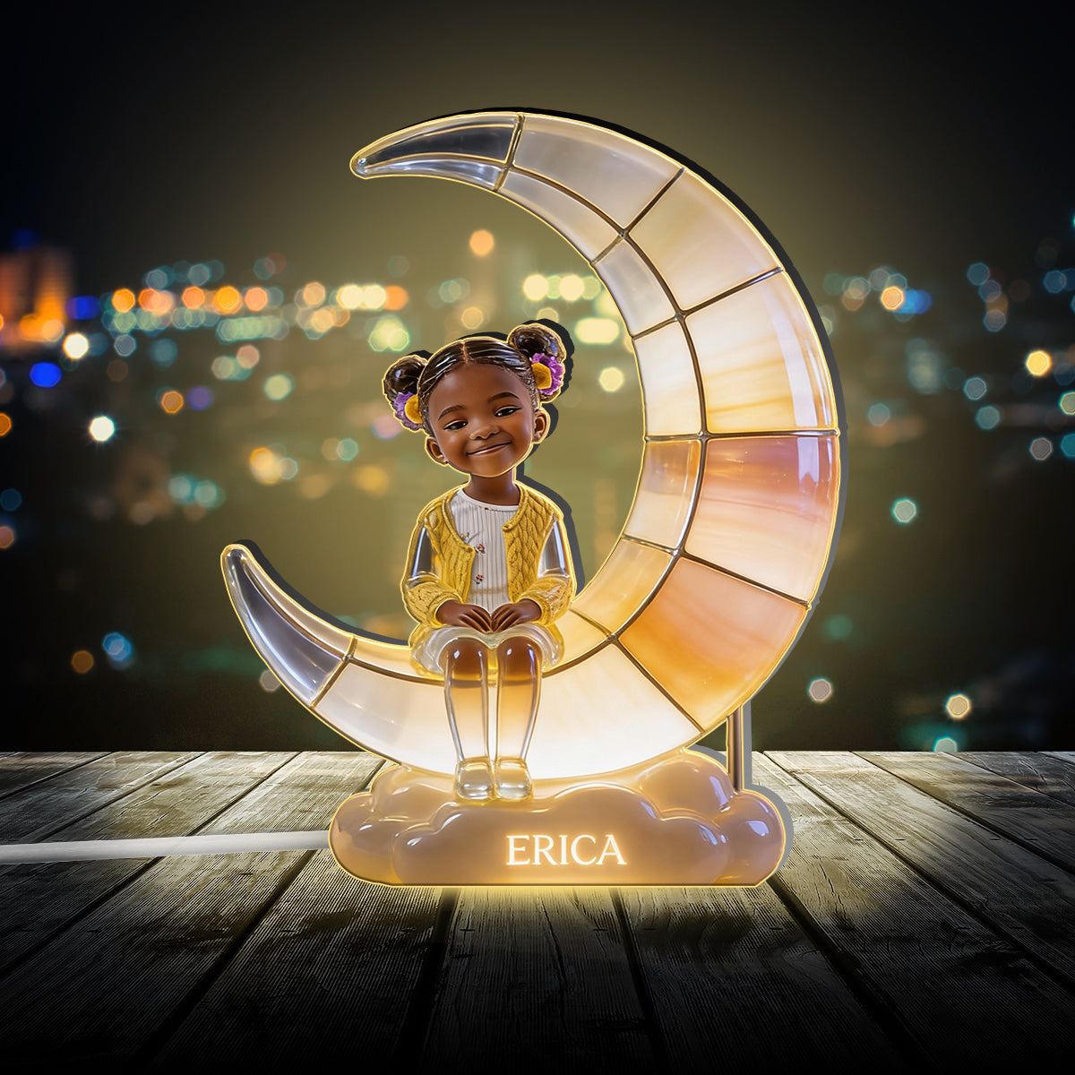 Crescent Moon Lamp - Personalized Kid Acrylic LED Night Light