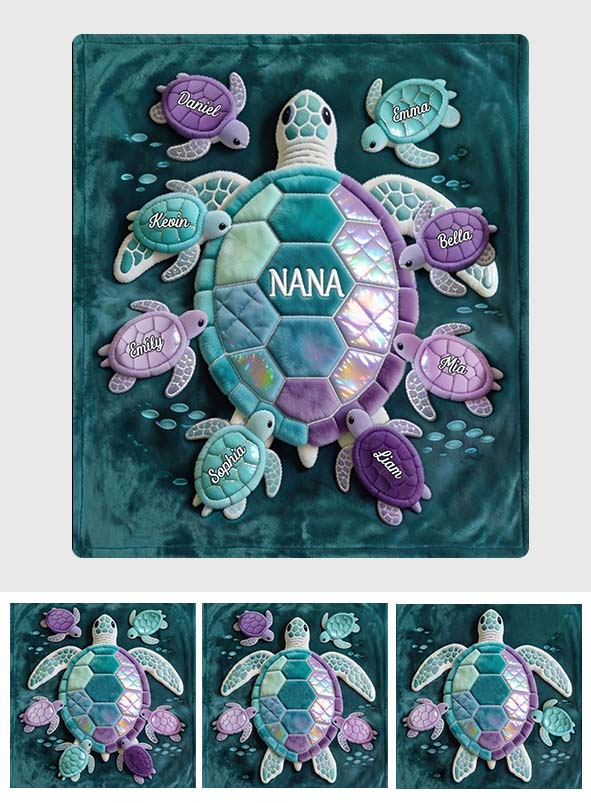 Nana Turtle Gift For Mom Grandma - Personalized Grandma Blanket