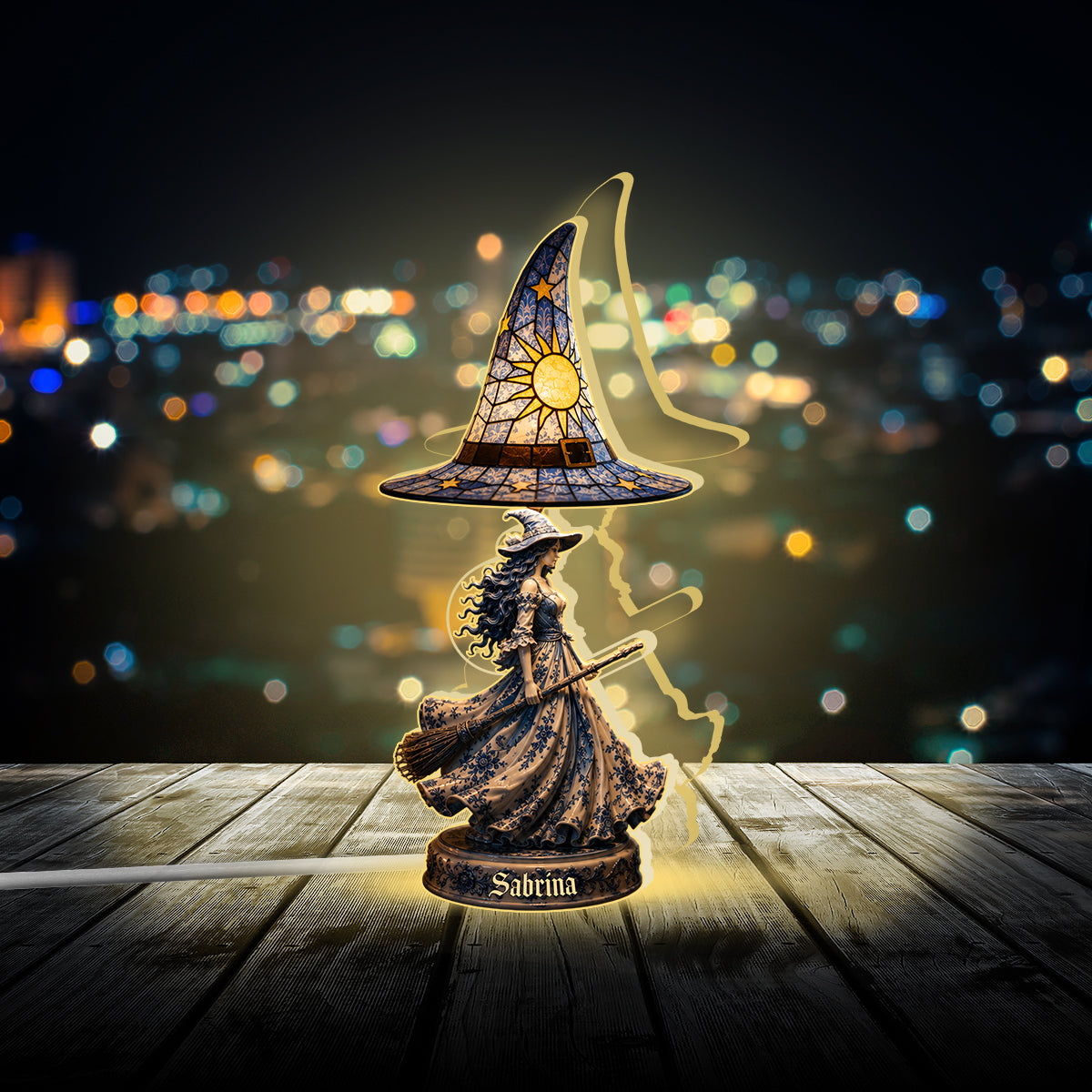 Toile De Jouy Beautiful Witch - Personalized Witch Acrylic LED Night Light
