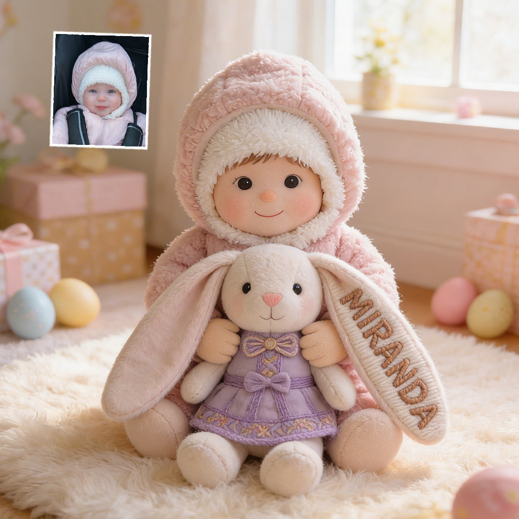 Love Bunny - Personalized Kid Premium Faux Fur Pillow