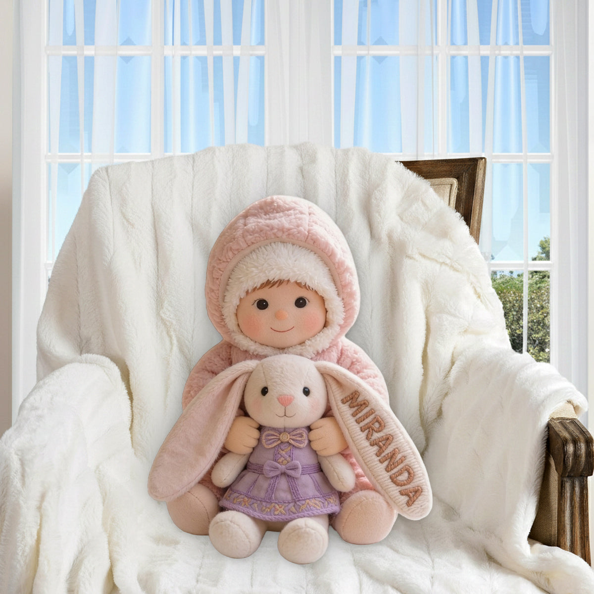 Love Bunny - Personalized Kid Premium Faux Fur Pillow