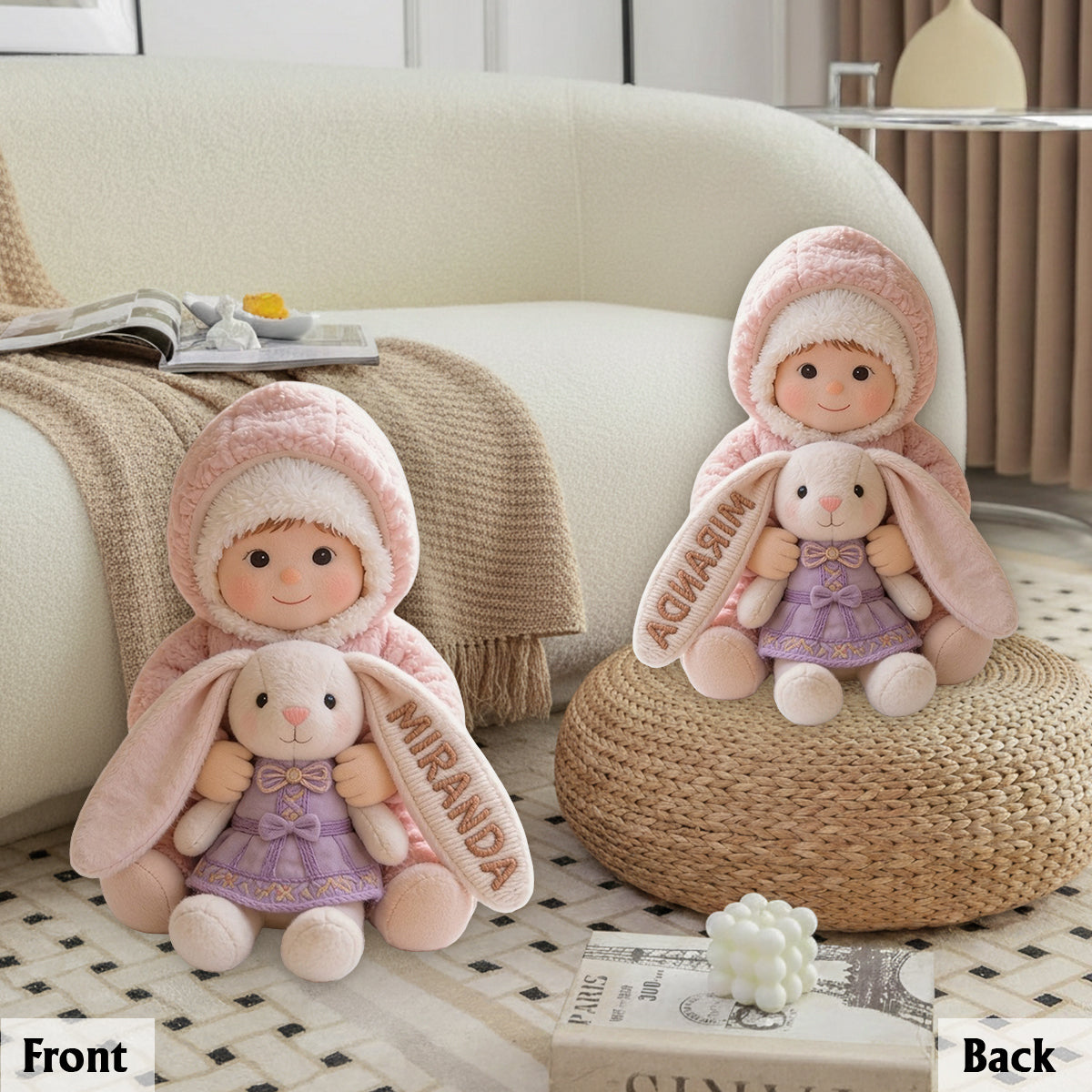 Love Bunny - Personalized Kid Premium Faux Fur Pillow