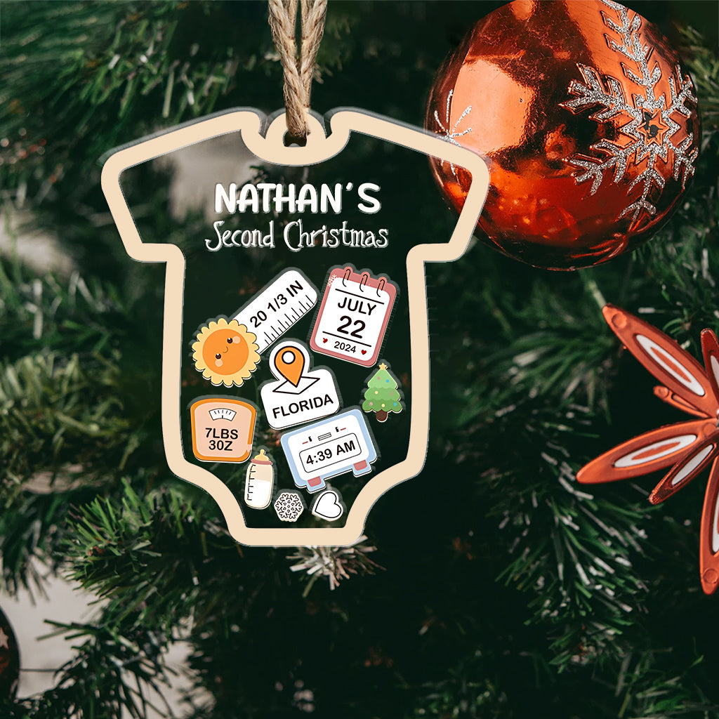 Baby Bodysuit - Personalized Newborn 3 Layered Shaker Ornament