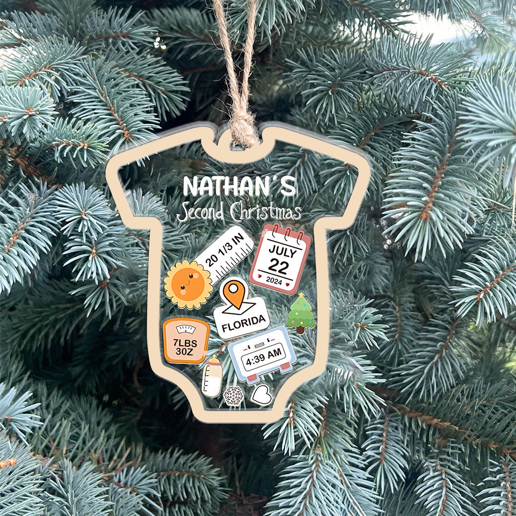 Baby Bodysuit - Personalized Newborn 3 Layered Shaker Ornament