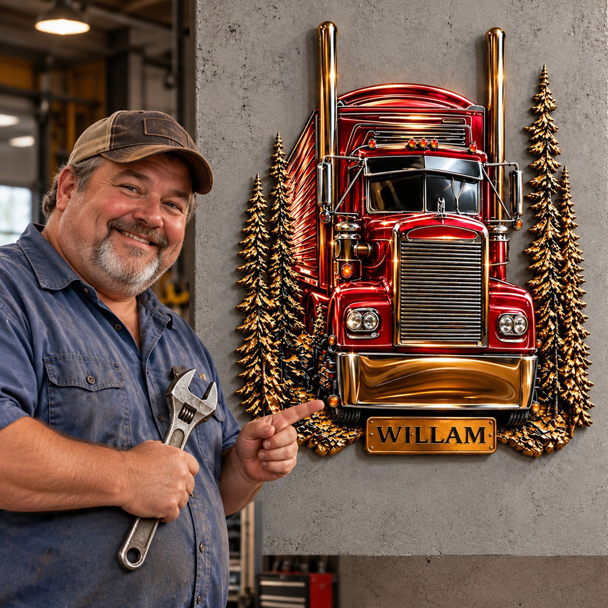Truck Driver - Personalized Trucker 3D Printed Cut Metal Sign