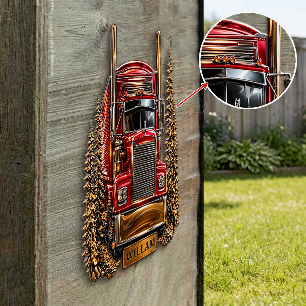 Truck Driver - Personalized Trucker 3D Printed Cut Metal Sign