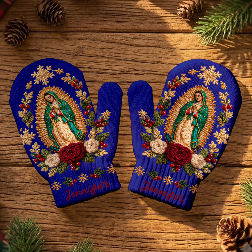 Blessed Mother - Personalized Christian Knitted Mittens