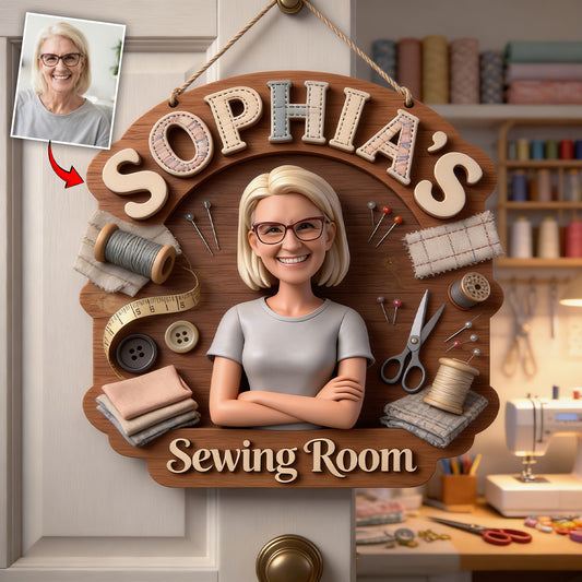 Sewing Room - Personalized Sewing Custom Shaped Wood Sign